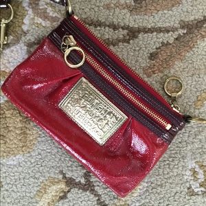 COACH Poppy red glance small adjustable clutch bag